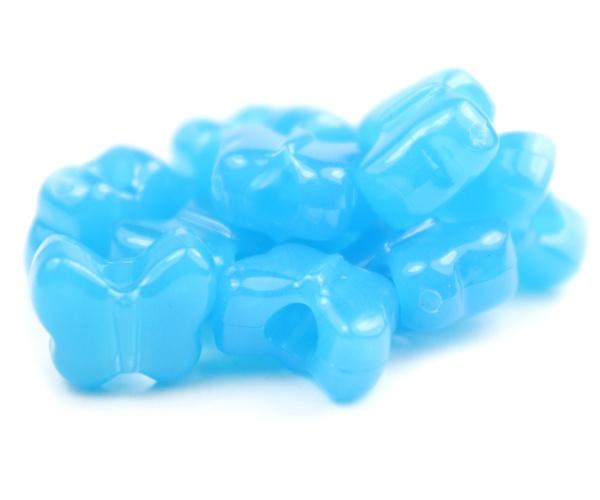 50641 ブルー 蓄光 13x10mm バタフライ ポニービーズ (50個)