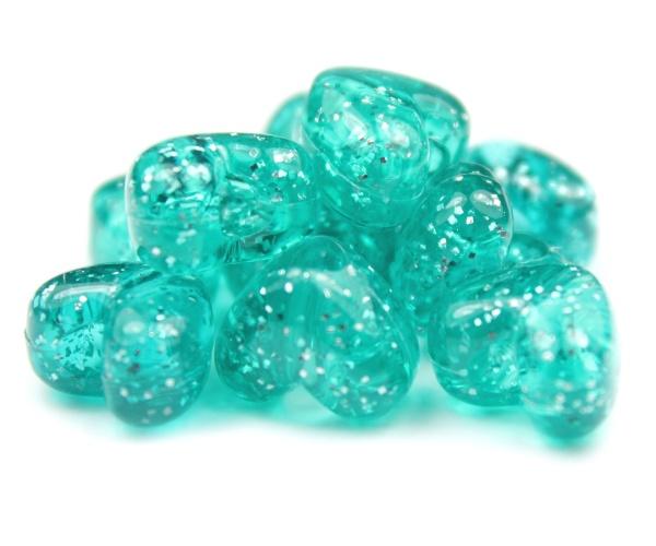 50485 ティール 閃光(Sparkle) 12x10mm ハート型 ポニービーズ (50個)