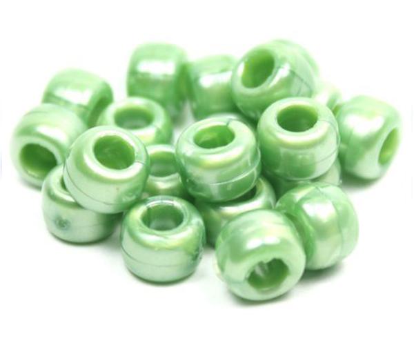 50379 シダ グリーン パール 9x6mm(標準) バレル ポニービーズ (100個) | 1枚目