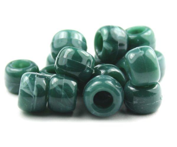 50266 フォレスト グリーン マーブル 9x6mm(標準) バレル ポニービーズ (100個)1枚目の画像
