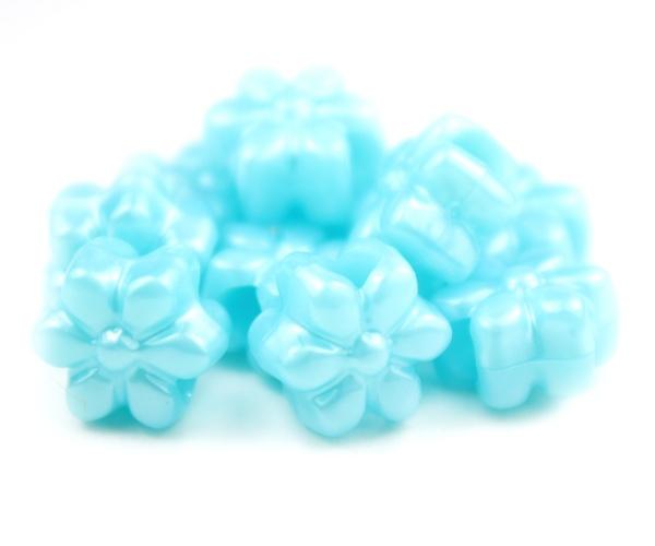 50583 ライト ブルー パール 13mm フラワー ポニービーズ (50個) | 1枚目