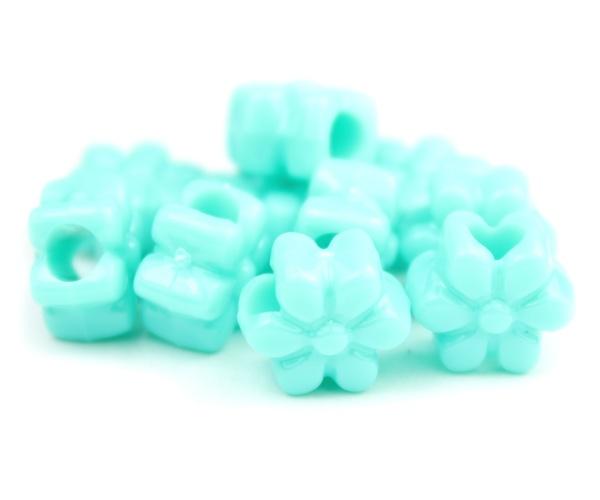 50568 ライト ターコイズ 不透明(Opaque) 13mm フラワー ポニービーズ (50個) | 1枚目