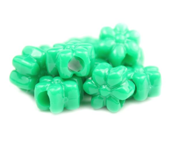 50563 グリーン 不透明(Opaque) 13mm フラワー ポニービーズ (50個) | 1枚目