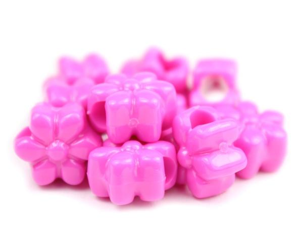 50566 ダーク ピンク 不透明(Opaque) 13mm フラワー ポニービーズ (50個) | 1枚目