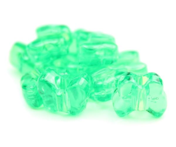 50596 ミント 透明 13x10mm バタフライ ポニービーズ (50個) | 1枚目