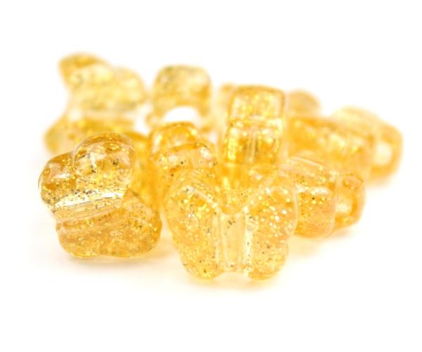 50638 ゴールド 閃光(Sparkle) 13x10mm バタフライ ポニービーズ (50個) | 1枚目