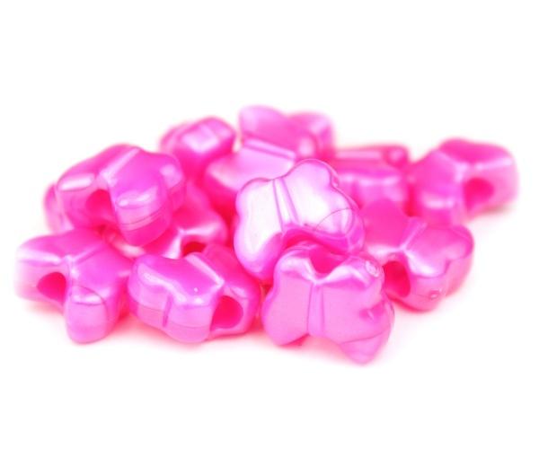 50479 ホット ピンク パール 13x10mm バタフライ ポニービーズ (50個)