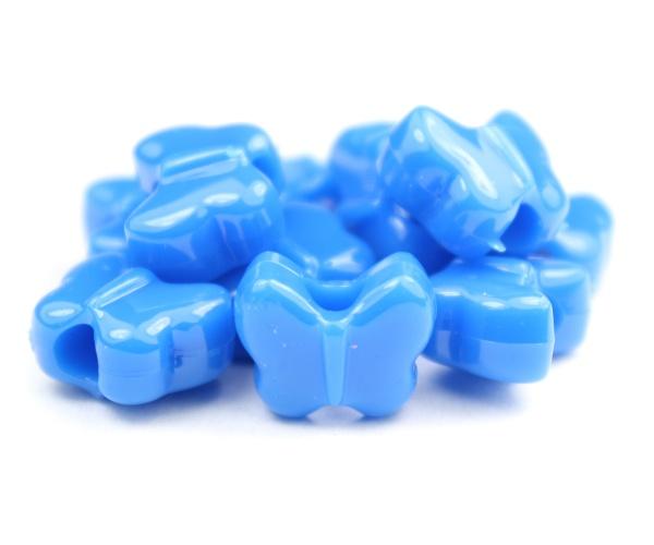 50617 トゥルー ブルー ネオン ブライト 13x10mm バタフライ ポニービーズ (50個) | 1枚目