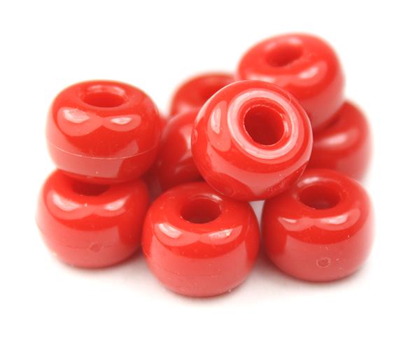 50748 レッド 不透明(Opaque) 11x8mm ラージ バレル ポニービーズ (50個) | 1枚目
