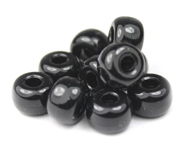 52012 ブラック 不透明(Opaque) 11x8mm ラージ バレル ポニービーズ (50個)1枚目の画像