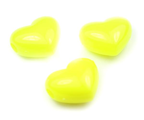57061 レモン ネオン ブライト 20mm ハート型 ポニービーズ (10個)1枚目の画像