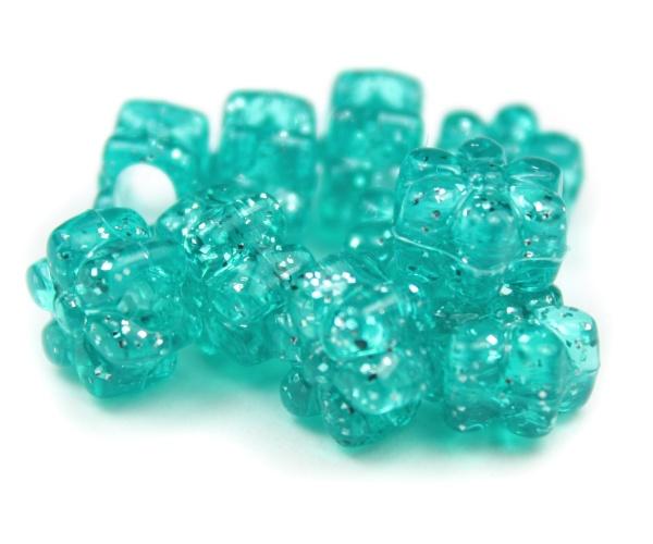 50592 ティール 閃光(Sparkle) 13mm フラワー ポニービーズ (50個)