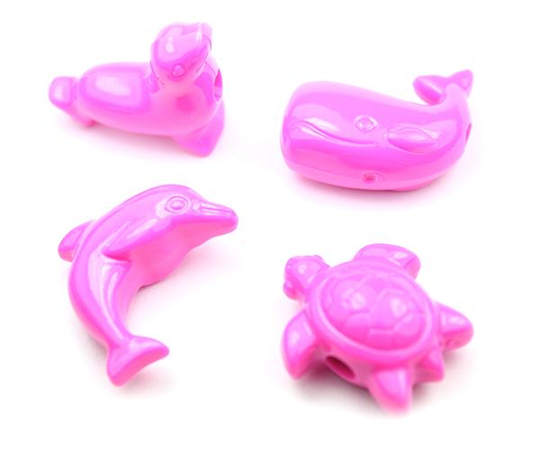 57334 ダーク ピンク 不透明(Opaque) 25mm 海の生き物 ポニービーズ (10個) | 1枚目