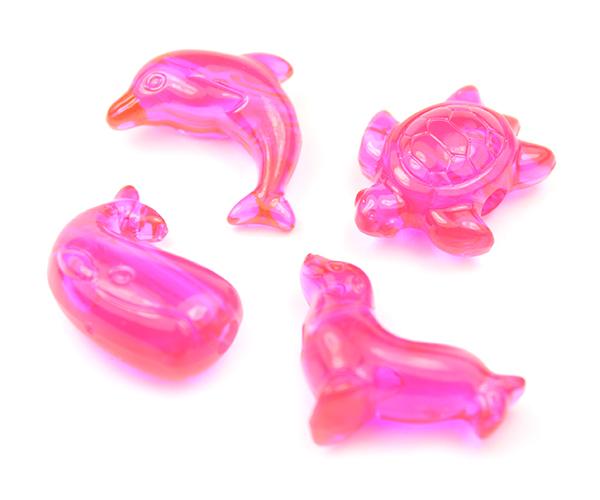 57349 ホット ピンク 透明 25mm 海の生き物 ポニービーズ (10個)