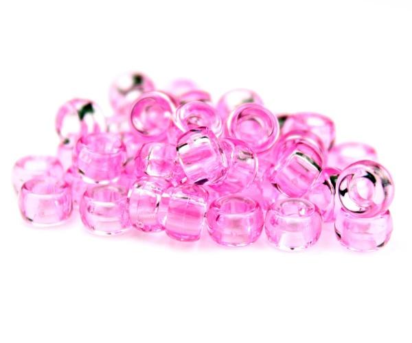50471 ローズクオーツ 透明 6.5x4mm ミニ バレル ポニービーズ (125個)