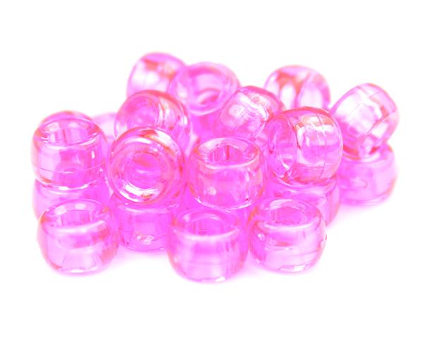 51017 ホット ピンク 透明 6.5x4mm ミニ バレル ポニービーズ (200個) | 1枚目