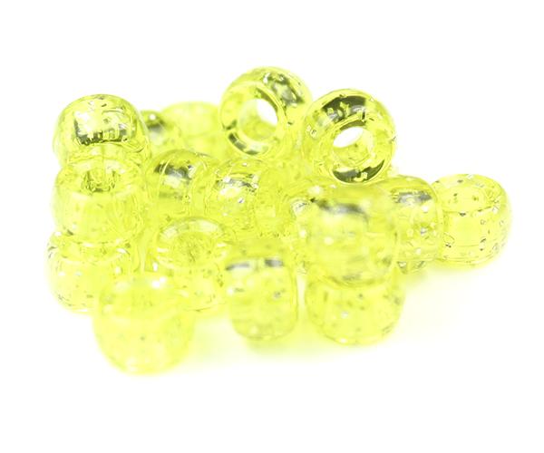 51005 イエロー 閃光(Sparkle) 6.5x4mm ミニ バレル ポニービーズ (200個) | 1枚目