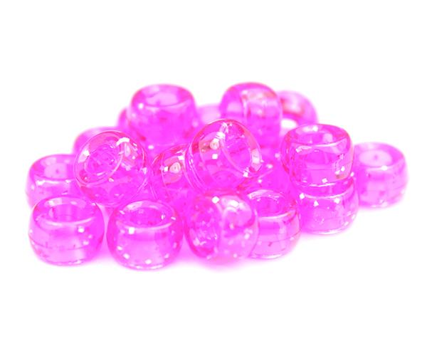 51030 ホット ピンク 閃光(Sparkle) 6.5x4mm ミニ バレル ポニービーズ (200個)1枚目の画像