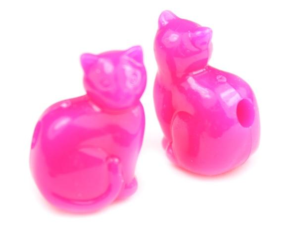 57208 ダーク ピンク 不透明(Opaque) 25mm ネコ ポニービーズ (10個)1枚目の画像