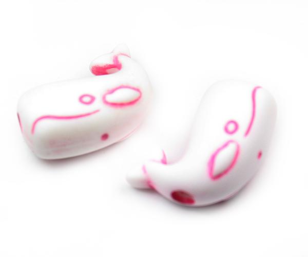 57144 ホワイト/ピンク 不透明(Opaque) 25mm クジラ ポニービーズ (10個) | 1枚目