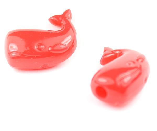 57160 ブライト レッド 不透明(Opaque) 25mm クジラ ポニービーズ (10個)1枚目の画像