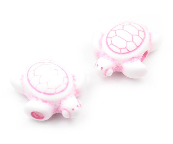 57143 ホワイト/ピンク 不透明(Opaque) 25mm ウミガメ ポニービーズ (10個)