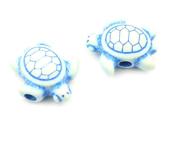 57119 アイボリー/ブルー 不透明(Opaque) 25mm ウミガメ ポニービーズ (10個) | 1枚目