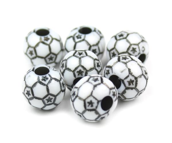 50254 ブラック & ホワイト 不透明(Opaque) 12mm フットボール ポニービーズ (12個)1枚目の画像